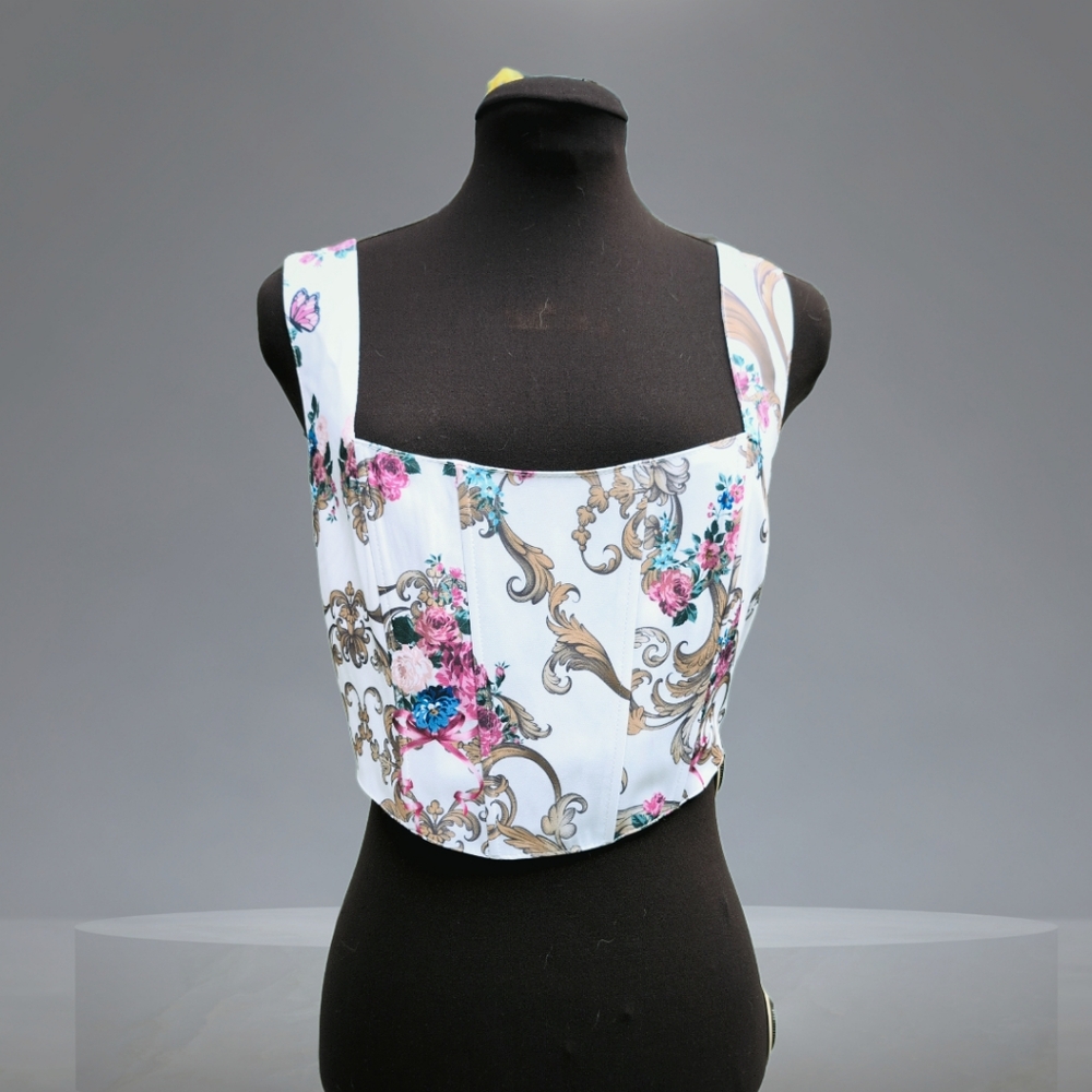 Dolls Kill Sugar Thrill Floral Lush Opulence Corset Crop Top | Size Large